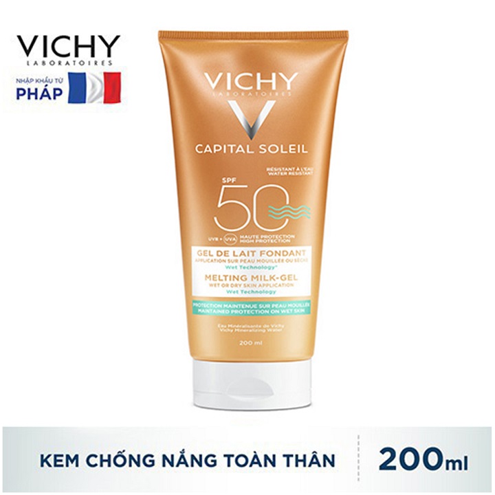 Kem chống nắng toàn thân Vichy Capital Soleil Body Melting Milk Gel SPF 50 body nâng tông