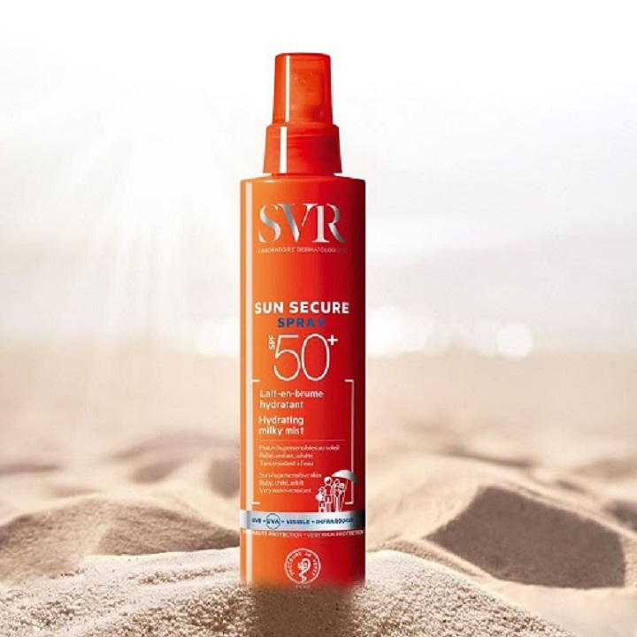 Xịt chống nắng không nhờn rít SVR Sun Secure Spray SPF50 body nâng tông